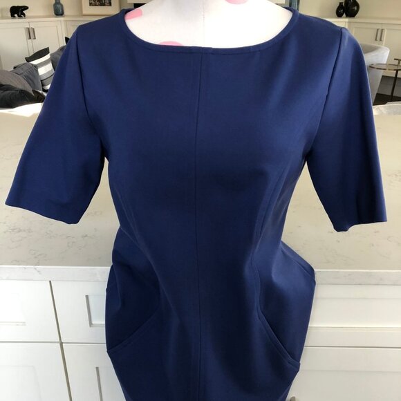 Brooks Brothers Elegant Jersey Boatneck Sheath Dress Cobalt Blue Sz 6 - Picture 6 of 14